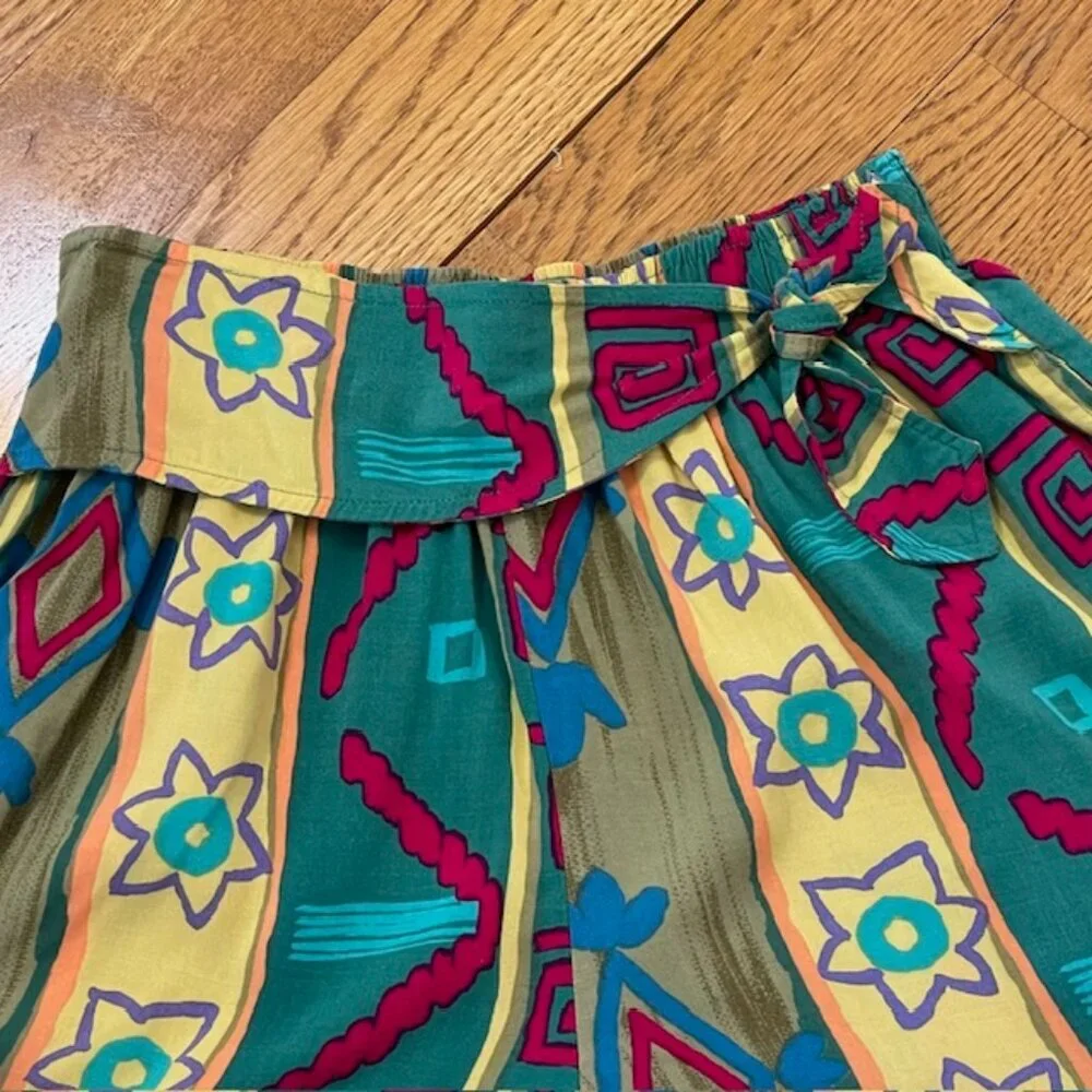 Vintage 80's Neiman Marcus Abstract Safari Style Flowy Shorts Small - Picture 2 of 6